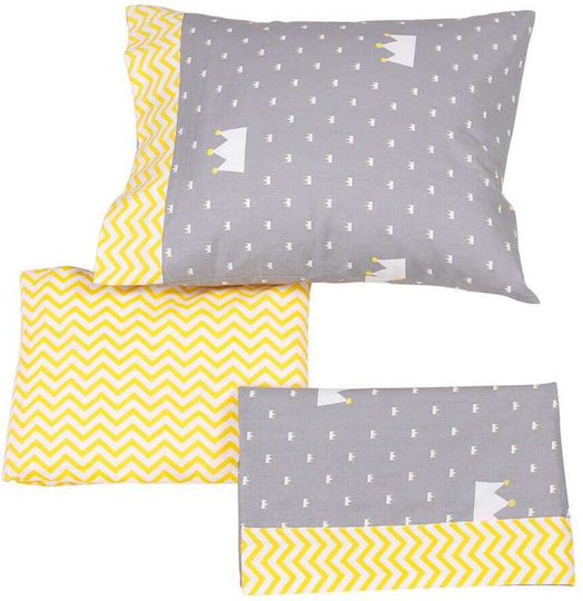 Beauty Home Комплект Бебешки Чаршафи За Количка Памучни с Ластик Жълти 70x140бр