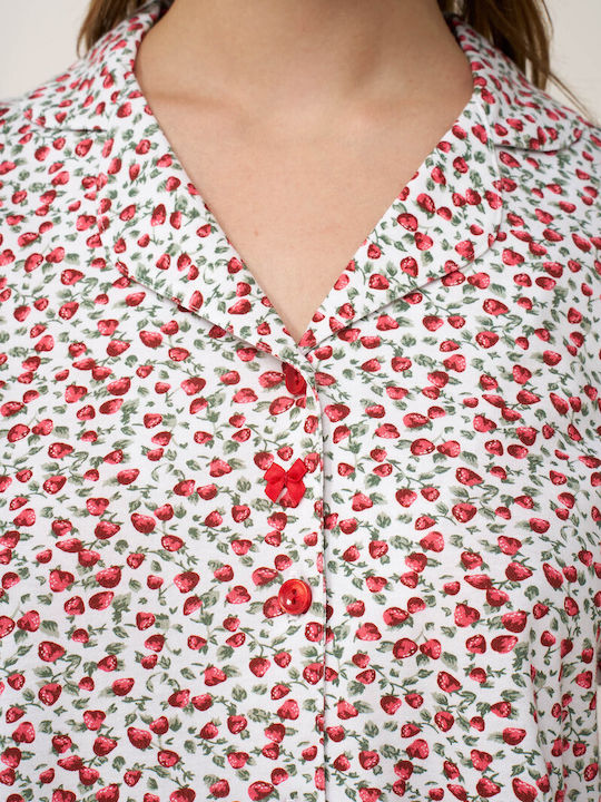 Vamp Vamp Sommer Schlafanzug & Pyjamas für Damen Baumwollenes Strawberry