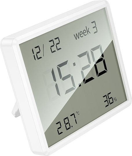 Hoco Масови Дигитален Часовник LCD Пластмасов Бял HOC-647830
