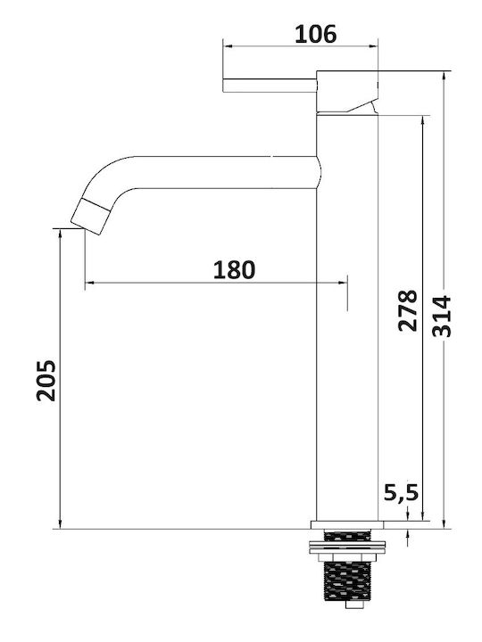 Piccadilly Αναμεικτική Μπαταρία Νιπτήρα Ψηλή Inox Ασημί