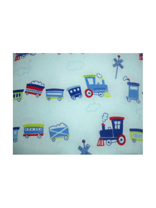 VS Home Σετ Μονά με Λάστιχο Τρενάκι Γαλάζιο 120x200cm