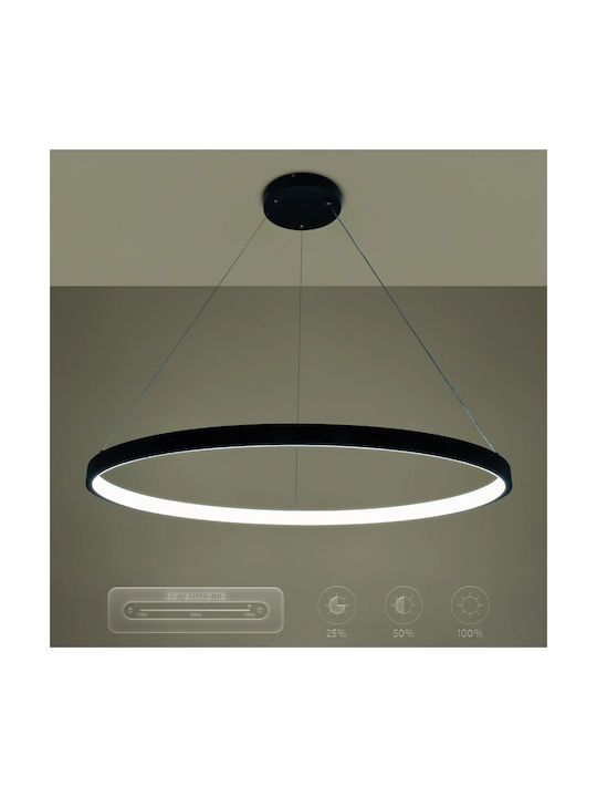 kelvo Nemesis Black LED Pendant Ceiling Light with Adjustable Warm to Cool White Light 100x100cm