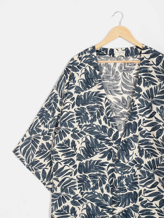 Rock Club Women's Maxi Beach Kimono Dark Blue