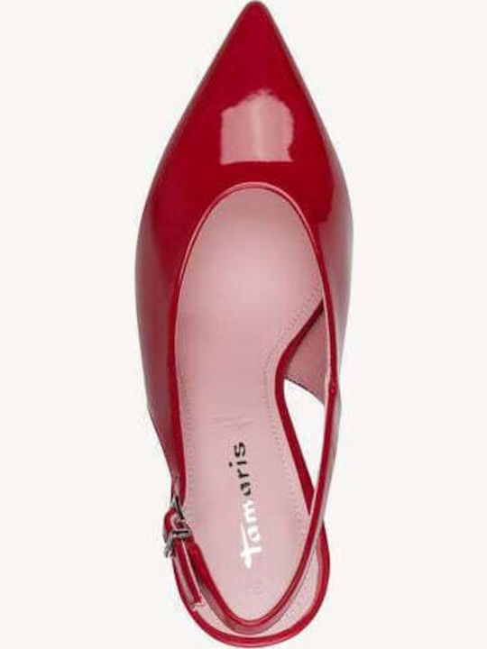 Patent Leather Heels with Strap & High Heel Red