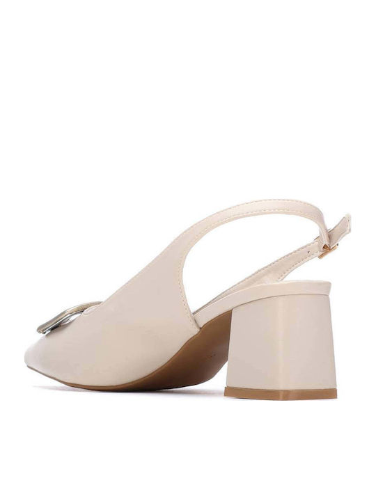 Spitze Zehe Pumps mit Mittlerem Absatz Beigen