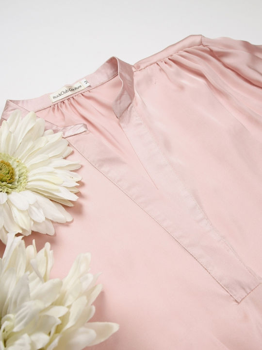 Women's Satin Shirt Pink Monochrome