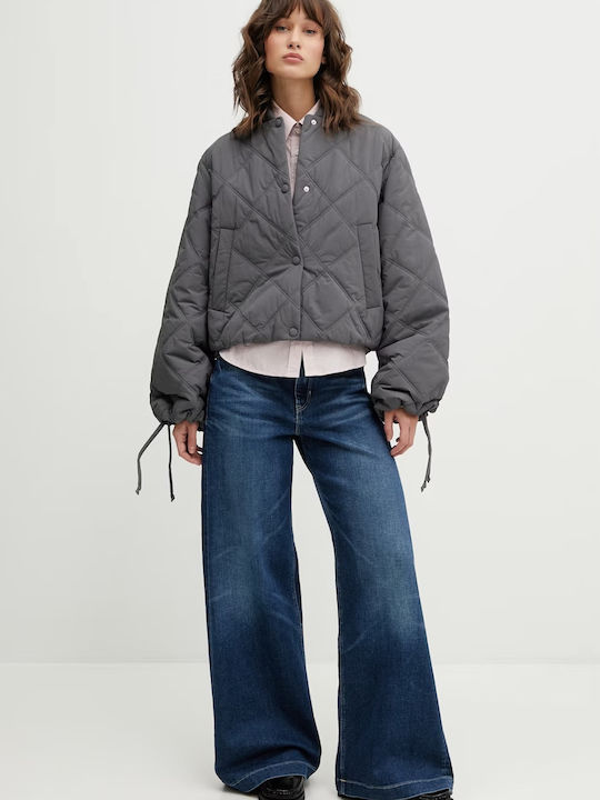 Long Sleeve Women's Denim Shirt Pink Striped