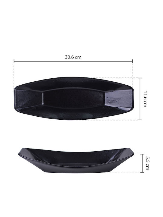 Raki Street Piatelă De Servire Ceramică Neagră 30.6x11.6cm