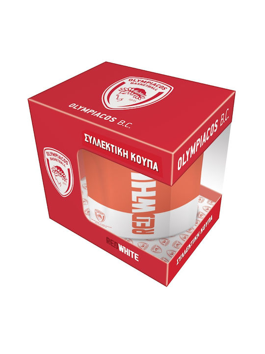 Χάρτινη Πόλη Μπάσκετ 3 Red White Κούπα Κεραμική Κόκκινη 330ml