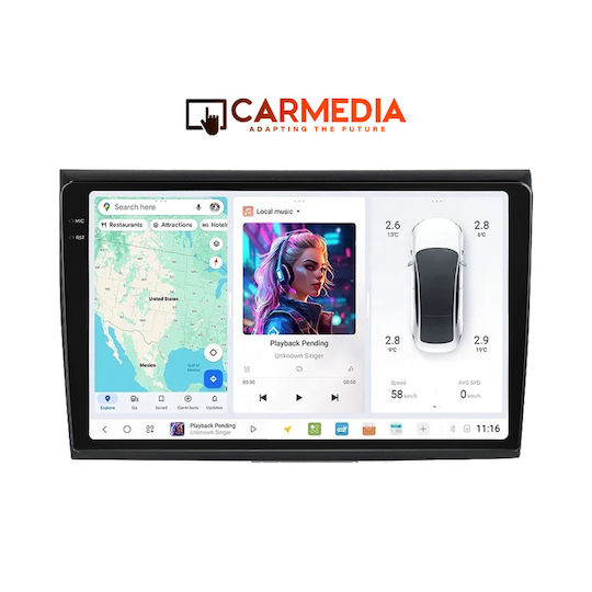 Carmedia Car Audio System for Fiat Bravo 2007 (Bluetooth/USB/WiFi/GPS/Apple-Carplay/Android-Auto) with Touch Screen 9"