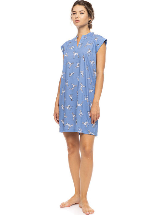 Pink Label Summer Women's Nightgown Blue