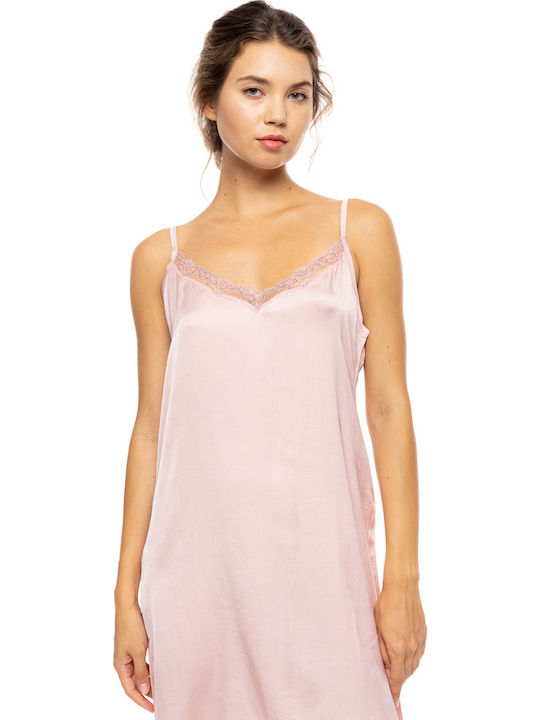 Pink Label Sommerliches Damen-Nachthemd Peach Pink