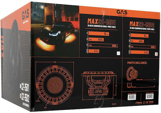 Gas Audio Power MAX S2-15D2 Subwoofer Αυτοκινήτου 15" 5000W RMS
