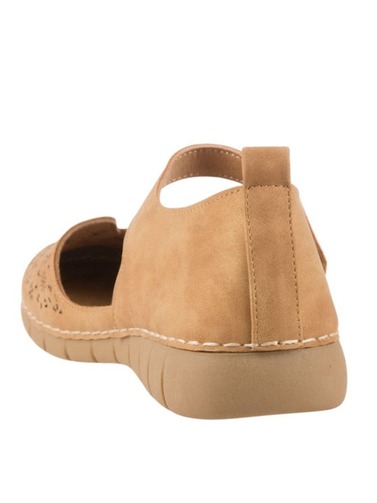 Women's Ballerina Shoes With Strap In Brown Colour