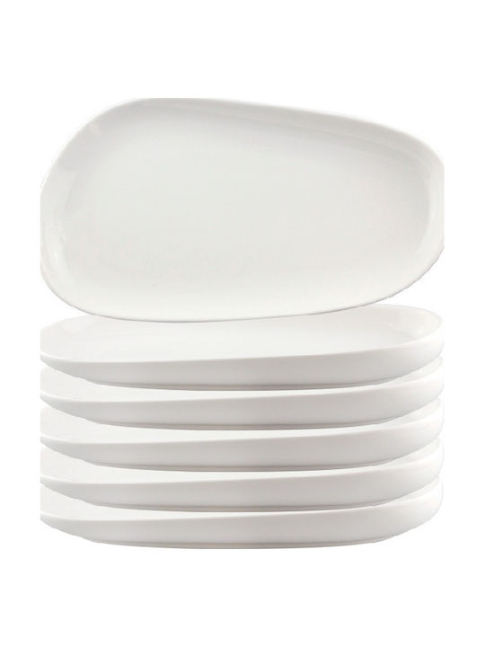 Raki Sidney Rectangular Serving Platter Made of White Porcelain 27x15cm