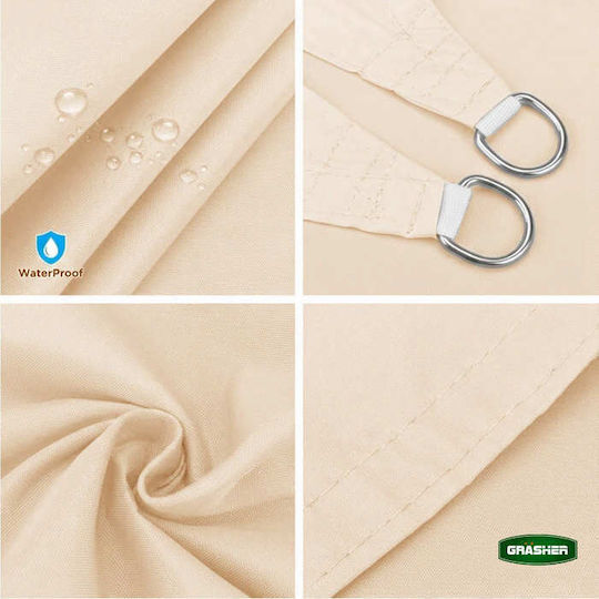Grasher Square Shade Sail Ecru With Hoops & With PU Coating 3x4m 180gr/m²
