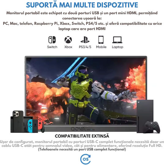 Arzopa Monitor Portabil HDR Touch 15.6" FHD 1920x1080