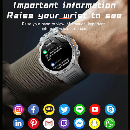 Microwear AK82 Smartwatch (Grey Silicone)