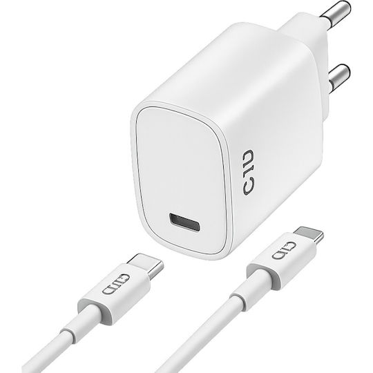 Φορτιστής με Θύρα USB-C και Καλώδιο USB-C - Lightning 20W Power Delivery Λευκός (KT-02)
