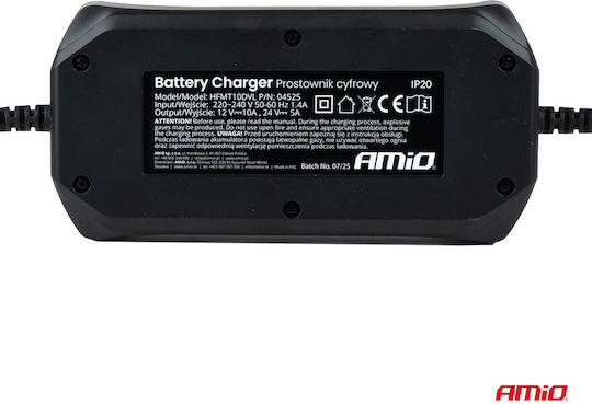 AMiO Φορτιστής Μπαταρίας Αυτοκινήτου 12/24V 10a