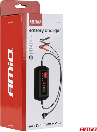 AMiO Φορτιστής Μπαταρίας Αυτοκινήτου 12/24V 10a