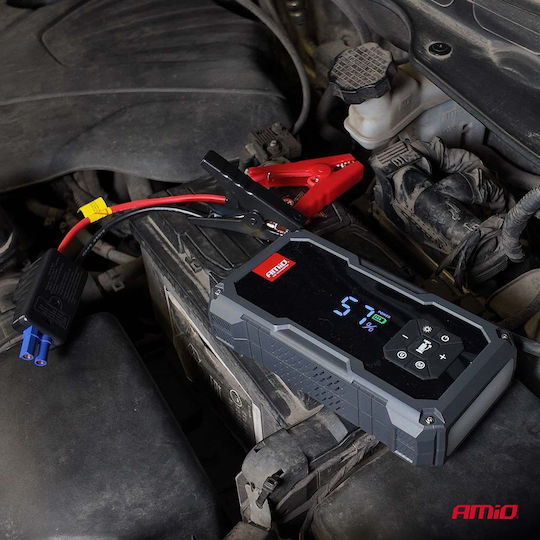 Amio Преносим Стартер за Батерия 4 в 1 Тип Jump Starter Компресор за Въздух Led Светлина Powerbank Работно Напрежение 12v Капацитет 72ah 600a За Леки Автомобили 1 Бр 04674/am 04674/am
