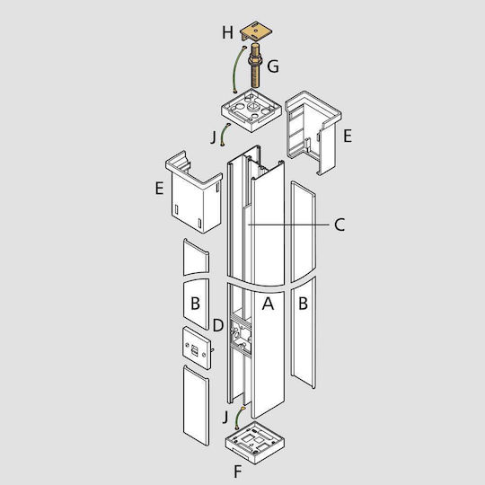 Βρετανικός Πόλος 650mm Αλουμινίου Λευκός Ppt650 Whi Mk Γραφεία Δέχεται Πρίζες