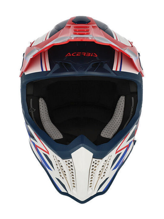 Acerbis Airstrike-X White/Blue/Red Κράνος Μηχανής Motocross ECE 22.06 1200gr