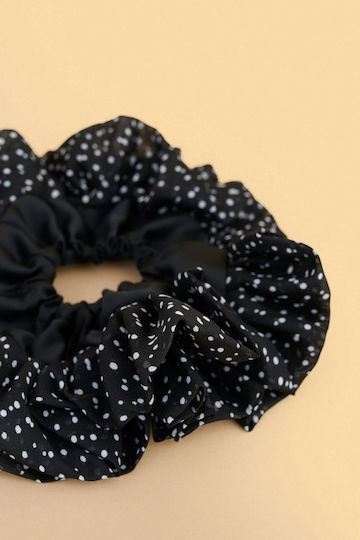 Scrunchie За Коса На Точки Черен Колекция Пролет 26