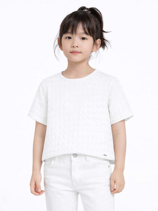 Kids' Crop Top Short Sleeve Ecru