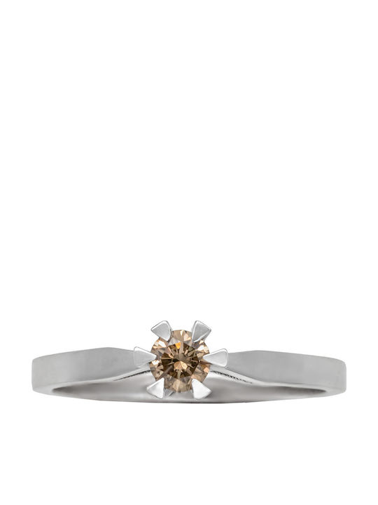 Savvas Design Einzelner Steinring aus Weißgold 18K