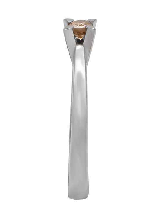Savvas Design Μονόπετρο από Λευκόχρυσο 18Κ
