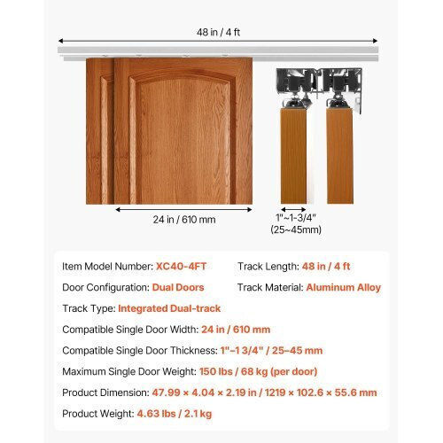 Vevor Sliding Door Mechanism 121.9cm