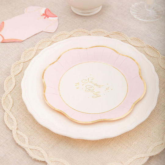 Party Pal Paper Plates Sweet Baby Pink Cream 6 Pieces