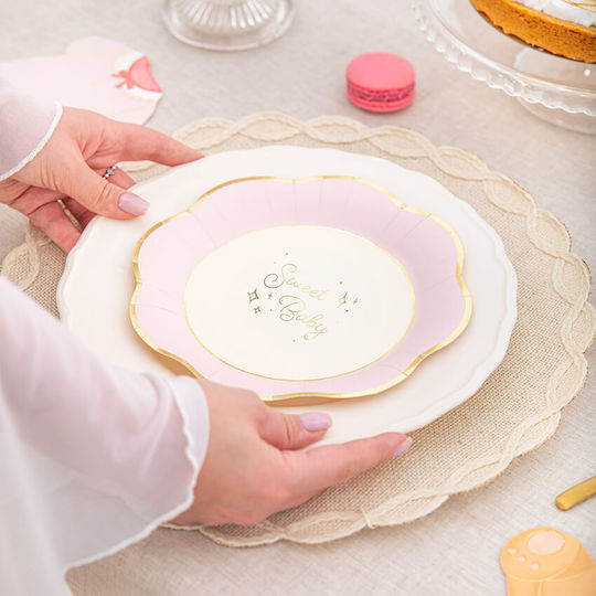 Party Pal Paper Plates Sweet Baby Pink Cream 6 Pieces