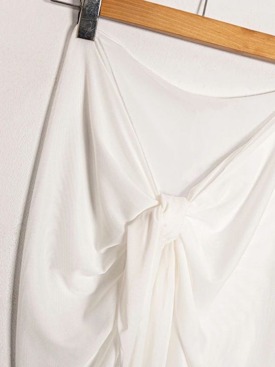 Short Elastic Net Pareo Size One Size White