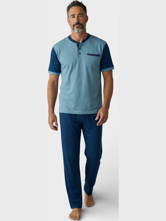 Ανδρική Πιτζάμα Καλοκαιρινή Collection 100% Βαμβάκι Δύο Παντελόνια Μπλε Cl2692-1-1-μπλε Ανδρική Πιτζάμα Καλοκαιρινή Collection 100% Βαμβάκι Δύο Παντελόνια Μπλε Cl2692-1-1-μπλε