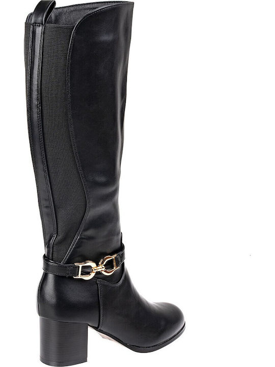 Women's Boots with Medium Heel & Elastic Black