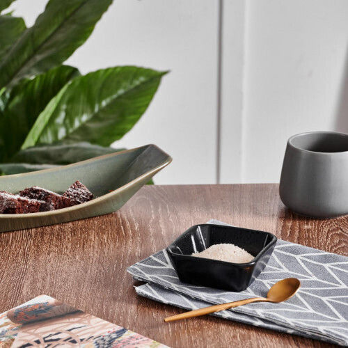 Raki Street Serving Bowl for Dip Square Ceramic Black