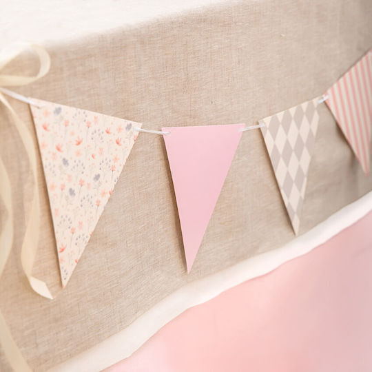 Pink Grey Flowered Flags