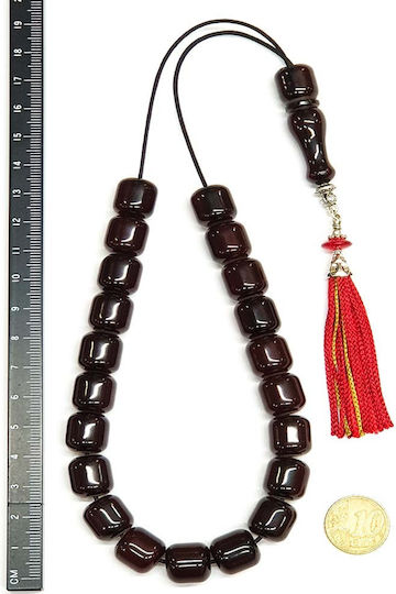 Roloi Komboloi Worry Beads with 21 Beads Made of Mastic Length 37cm Burgundy