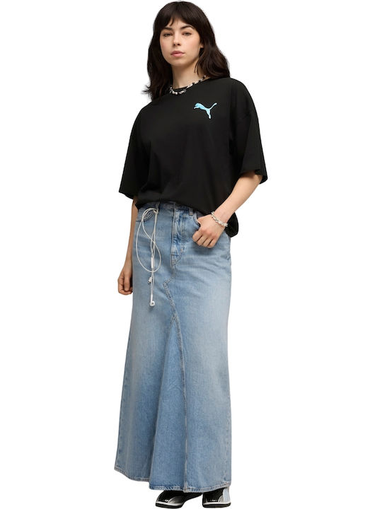Graphic Damen Oversized T-Shirt Black
