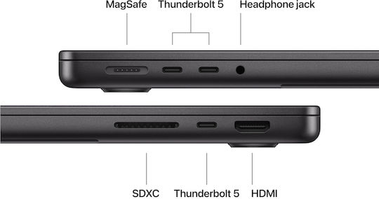 Apple MacBook Pro 14.2" IPS Panel Retina Display 120Hz M5 Pro 15-Core 24GB 1TB SSD 16-Core GPU Космическо Черно GR Клавиатура