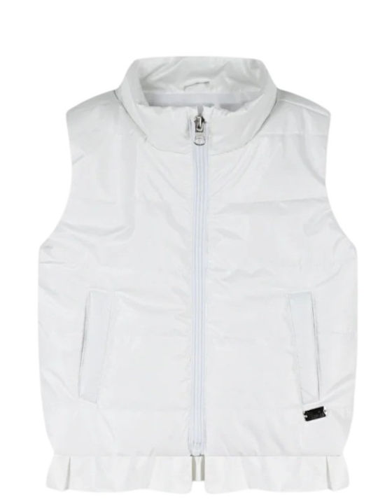 Kids Casual Sleeveless Short Jacket White