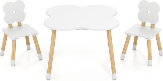 Kids Table Set with Chairs for Painting Made of White Wood Costway