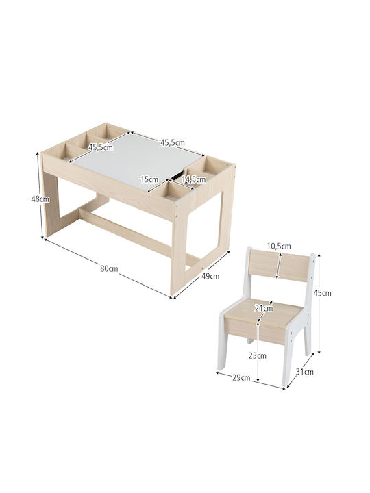 Kids Table Set with Chairs for Painting White Costway