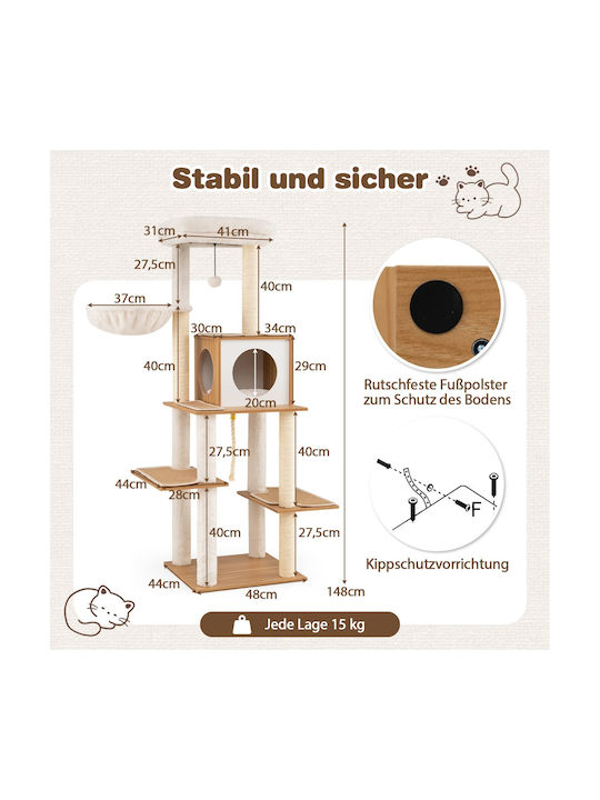 Costway Cat Scratching Post Pole White