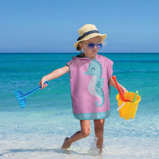 Greenwich Polo Club Junior Kinder Strandponcho 50x115 Mint Pink