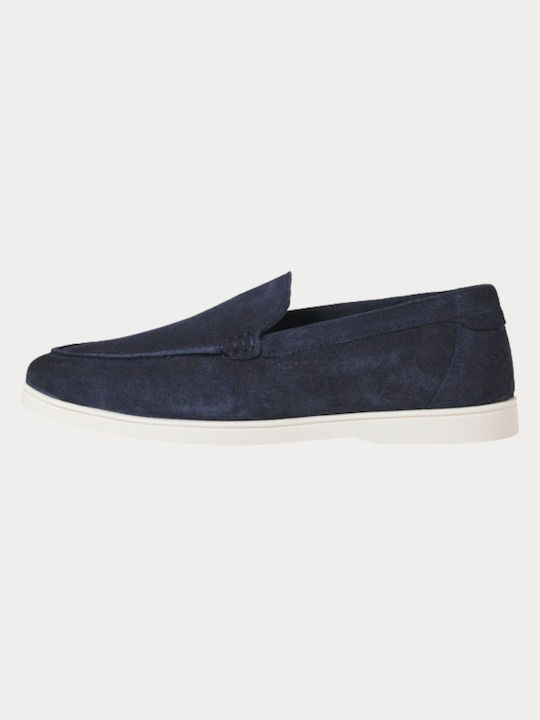 Suede Men's Loafers in Blue Colour