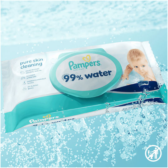 Pampers 99% Water Hypoallergenic Baby Wipes with 99% Water Fragrance Free Alcohol-Free Parabens Free 18x60pcs
